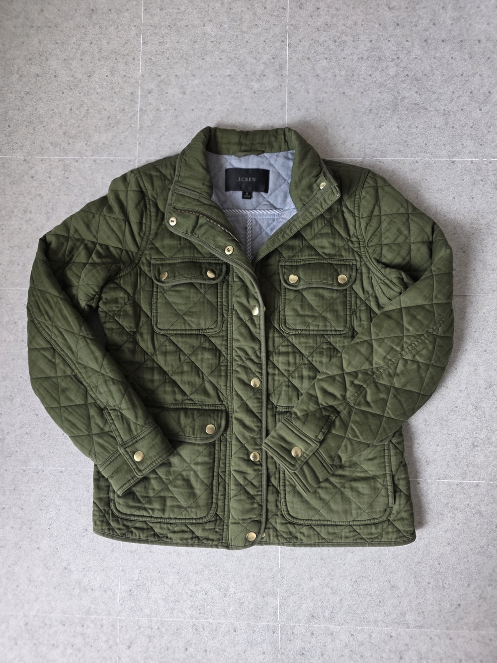 J. Crew Women's Quilted Olive Green Puffer Jacket